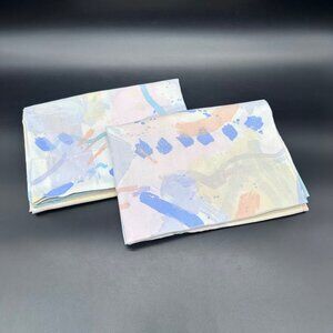 Vintage Pillowcases 80s Cannon USA Standard Abstract Pastel Splash Retro Bedding